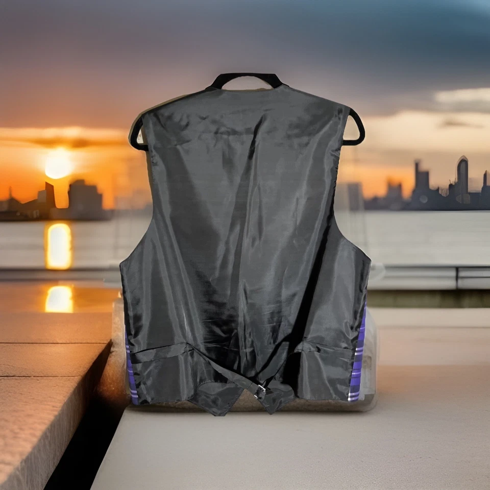 Chaleco de vestir Vesuvio Napoli para hombre con diseño a cuadros talla pequeña negro, turquesa, blanco Foto 2 de 4