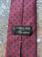 Vintage FERRELL REED Tie Silk Made In England 80s Red Preppy Work Office Wedding