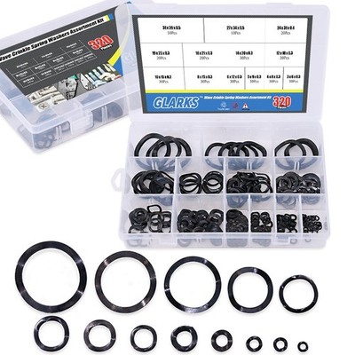 Glarks 320Pcs Carbon Steel Compression Type Wavy Wave Crinkle Spring Washers ...