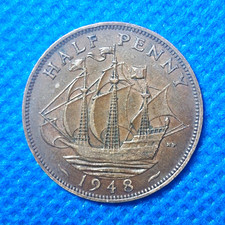 1948 King George VI Pre-Decimal Halfpenny Coin - Vintage  - Read Description