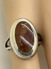 925 sterling silver Vintage Brown Agate Stone Ring Size 5.5 Mexico Signed RMM.