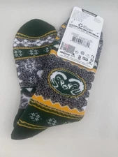 For Bare Feet NCAA Colorado State Rams Holiday Sock Marble Gray LARGE *READ..