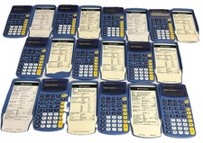Lote de 10 calculadoras de fracciones solares azules TI Math Explorer, probadas, funcionando.