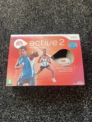 Nintendo Wii Active 2 Personal Trainer Fitness Spiel HR Monitor komplett