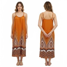 Unbranded Orange Sleeveless Midi Dress