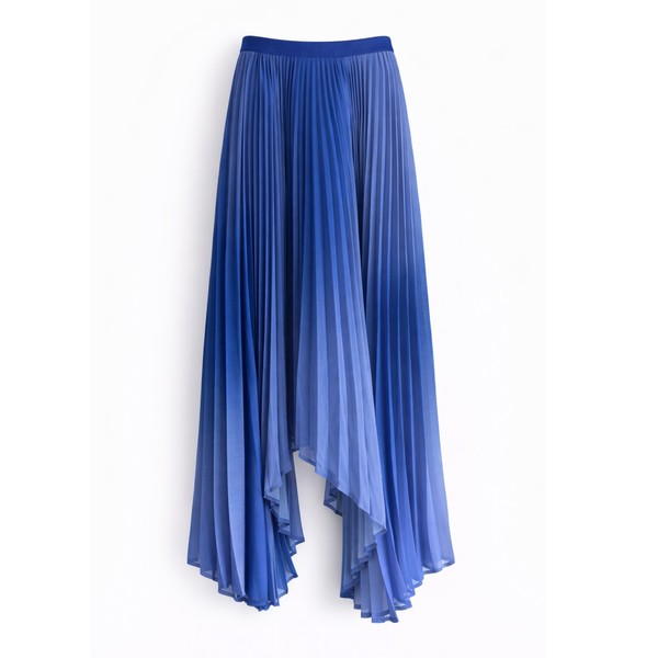 Portmans Pleated Midi Skirt Blue Chiffon Asymmetric High Low Size 16 AUS 12 US