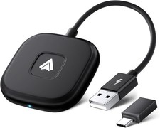 Wireless Android Auto Adapter USB-C Car Dongle Plug  Play Low Latency Black
