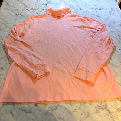 LL Bean Womens 100% Cotton Turtleneck Top Light Pink XL Regular Soft Cozy
