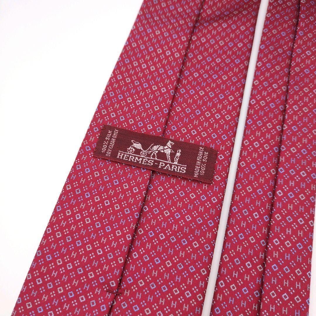 Item HERMES Tie Red H Pattern Small Pattern Jacqu… - image 5