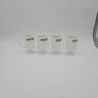 Vintage Corelle Spring Blossom Green Crazy Daisy Pedestal Mugs (4) Milk Glass