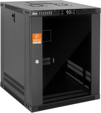 12U Wall Mount Rack with Thermostat, 17.7Inch Depth Enclosed Server Cabinet with