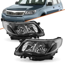 For 2009 2010 2011 2012 2013 Subaru Forester Halogen Black Headlights Lamps L+R