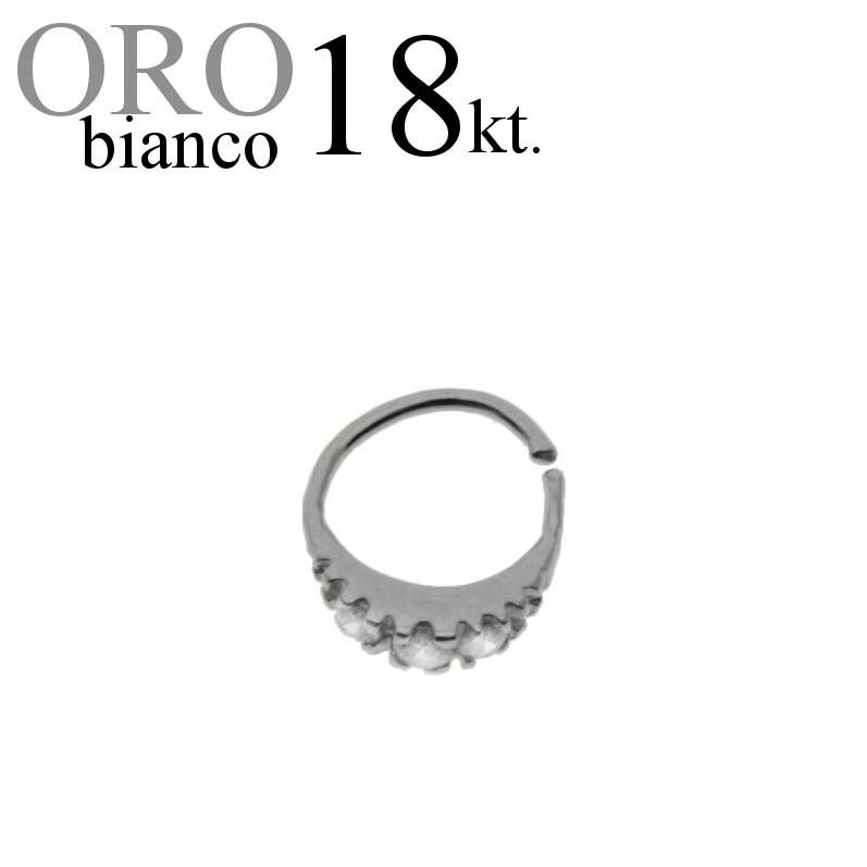 Piercing NASO cerchio anello ORO giallo bianco 18kt. zirconi nose ring GOLD 18kt - Foto 6 di 13