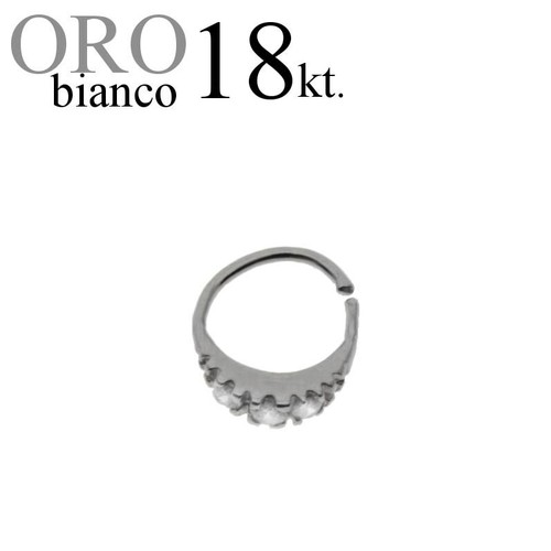 Piercing NASO cerchio anello ORO giallo bianco 18kt. zirconi nose ring GOLD 18kt - Foto 6 di 13