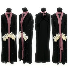 Women Open Front Abaya Maxi Dress Saudi Long Abaya Farasha Jilbab Burka Kacaftan