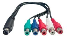 Mini DIN 8-pin To 5 RCA Component Video Audio Input/Output Adapter Cable
