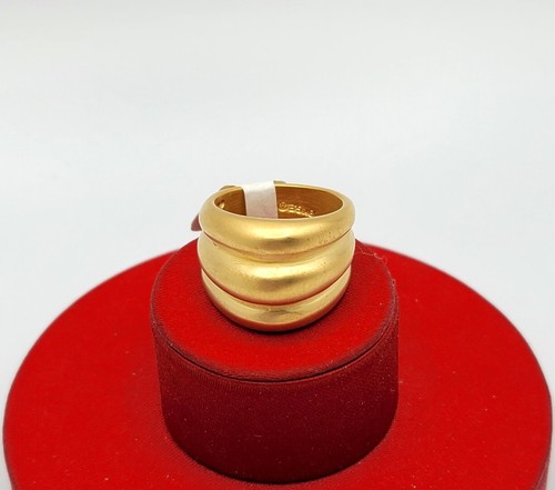 Vtg Sz 10 Ring Fashion Matte 3 Bubble 18K GE Gold Plated Jewelry Signed - Picture 1 of 5