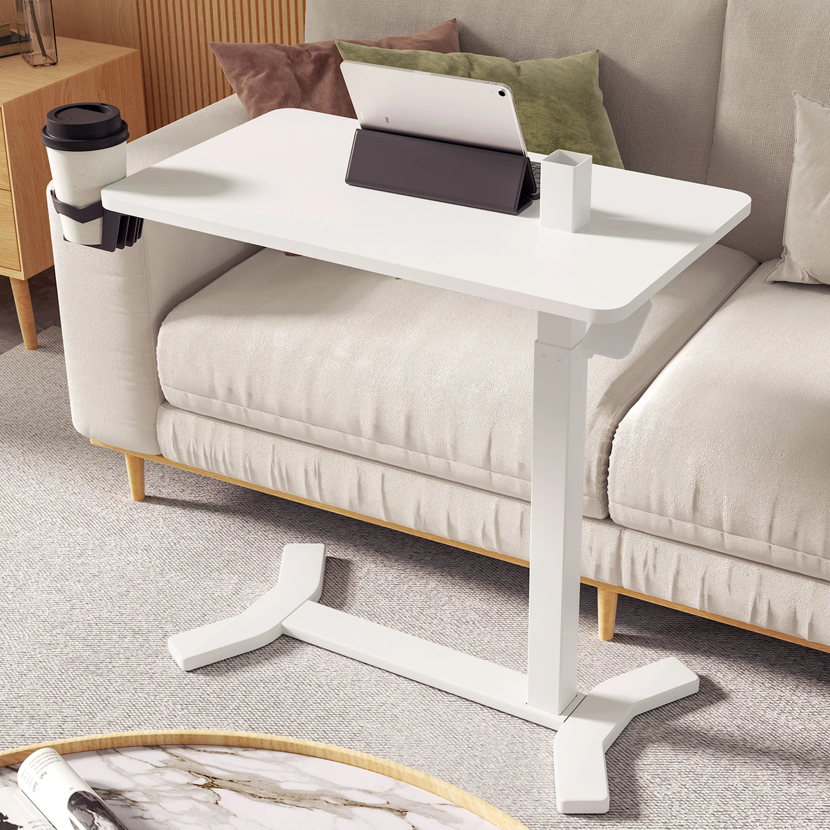 FLEXISPOT Adjustable Overbed Bedside Table Movable Laptop Table for Sofa and Bed