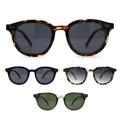 Hipster Round Horn Rim Inset Lens Thin Plastic Sunglasses