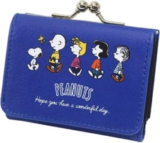 Peanuts Snoopy Tri Fold Compact Wallet Blue Walking Marimocraft Japan New