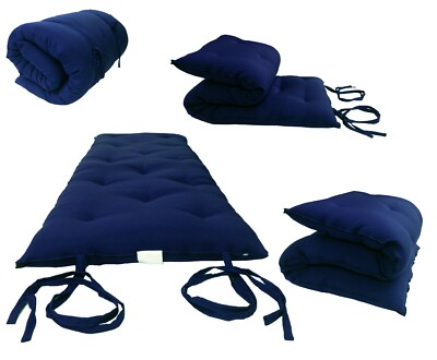 Twin Size Floor Rolling Futon Mattresses, Sleepover Cotton Pads 3x39x80 Navy