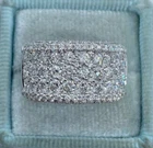 3Ct Round Cut Real Moissanite Wide Eternity Wedding Band 14k White Gold Plated