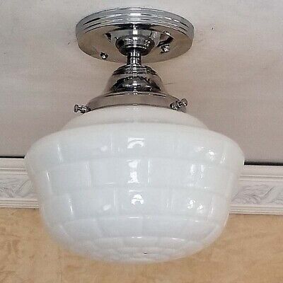 659b Subway Tile Vintage Antique Art Deco Ceiling Light Fixture