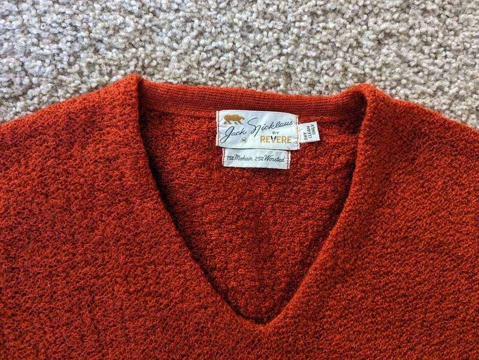 Suéter de Colección Jack Nicklaus Revere Para Hombre Talla Pequeña Mohair Worsted Rojo Naranja  Foto 2 de 4