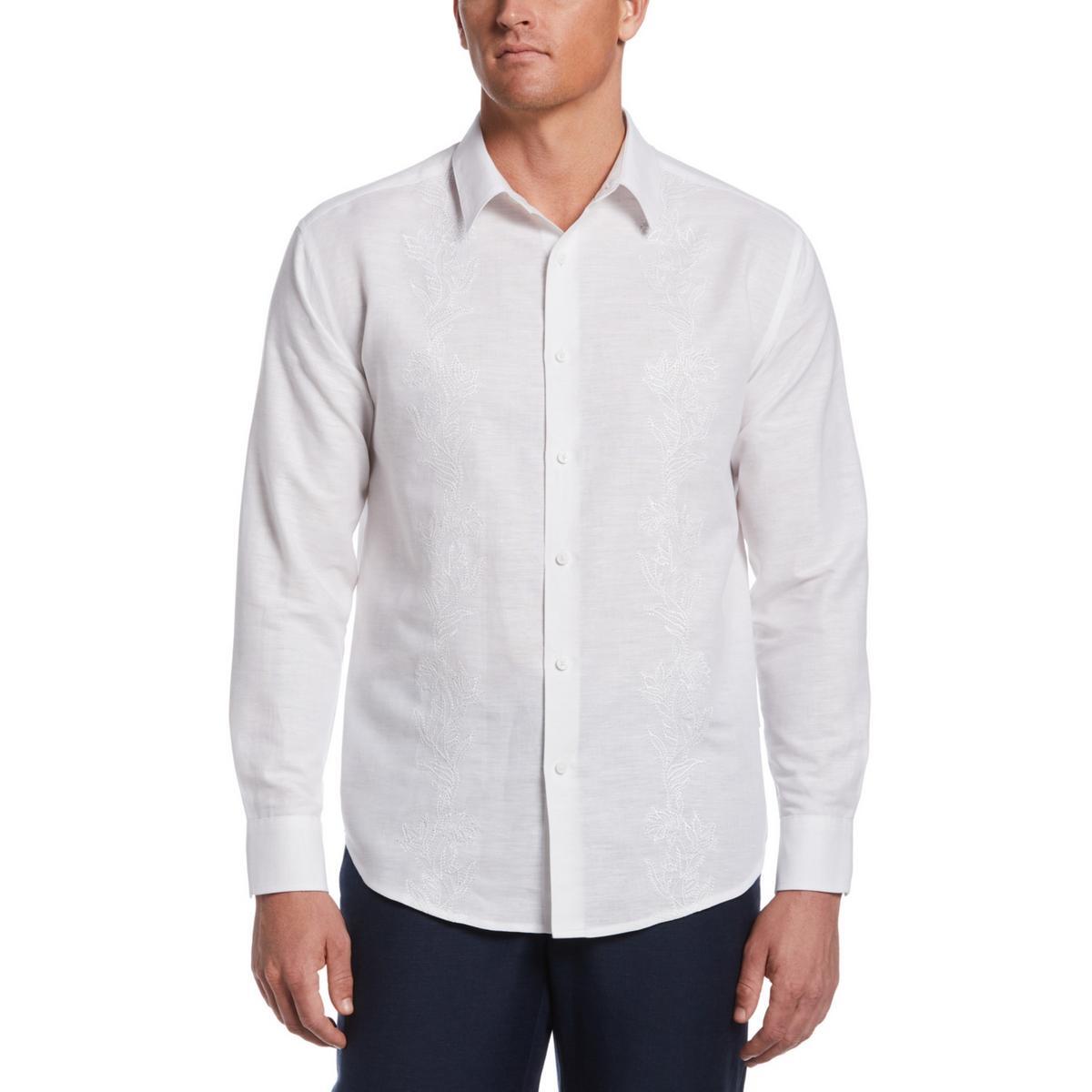 Мужская рубашка на пуговицах с вышивкой и белым воротником Cubavera XXL BHFO 2087 3690₽