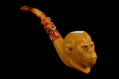 Planet Of Apes Pipe Block Meerschaum-NEW Handmade From Turkey W CASE#1215