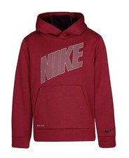 Nike Boys 4-7 Therma Fleece Mesh Pullover Hoodie Red Crush Size 4 NWT