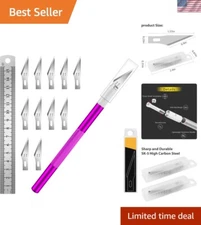 DIYSELF Craft Knife Kit with 11 Stainless Steel Blades & Ruler for Precision