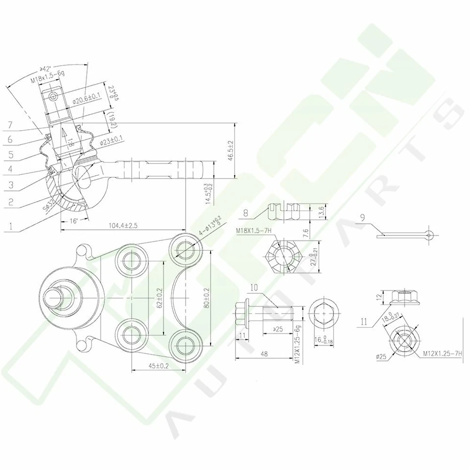 4Pcs Suspension Front Ball Joints For 1996-2004 Isuzu Rodeo Sport Honda Passport Foto 2 de 4