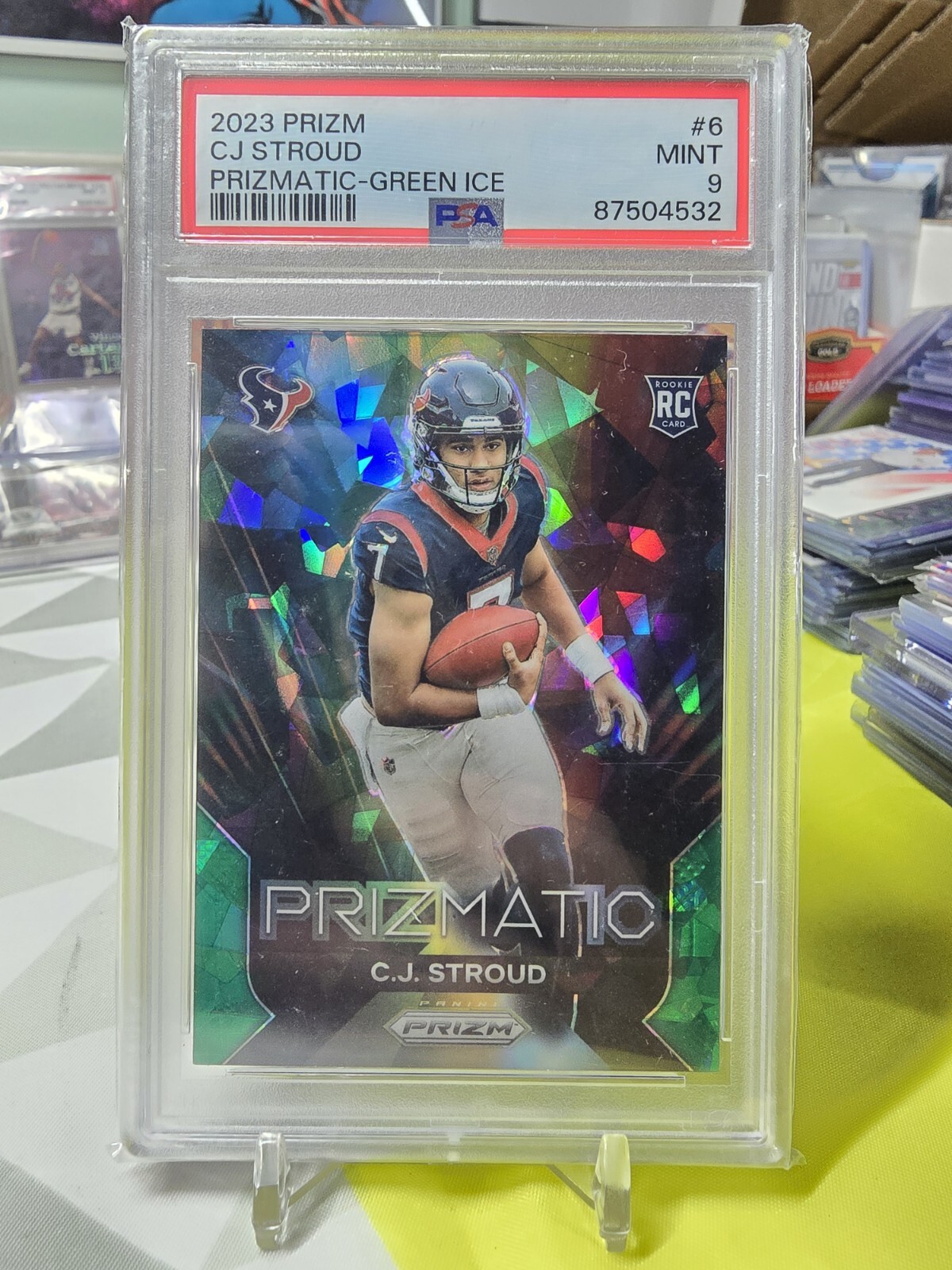 2023 Panini Prizm CJ Stroud #6 RC Prizmatic Green Ice PSA 9 Rookie