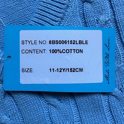 NWT Benito & Benita Light Blue Cable Knit Sweater Vest 11-12 - Picture 7 of 8