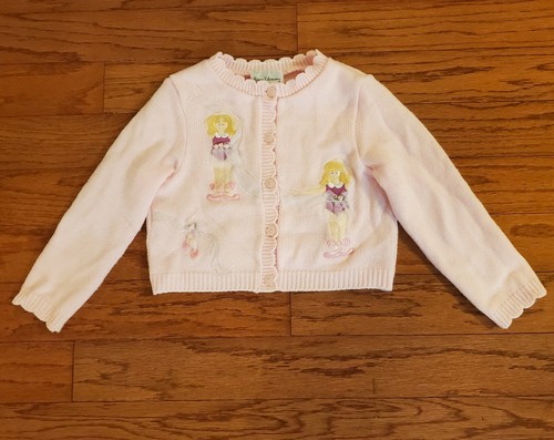 Rare Editions Girls Pink Ballerinas Knit Cardigan Sweater Size 5 - 第 1/9 張圖片