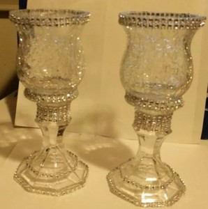 Crystal 2 Candle Tealight Holders Vintage Christmas Candlesticks