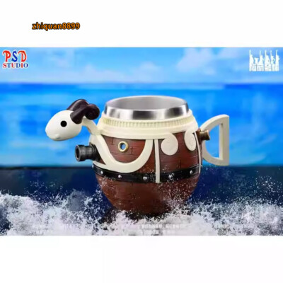 1/1 Scale One Piece Going Merry Beer Barrel Cup Resin Statue Stainless Steel Mug