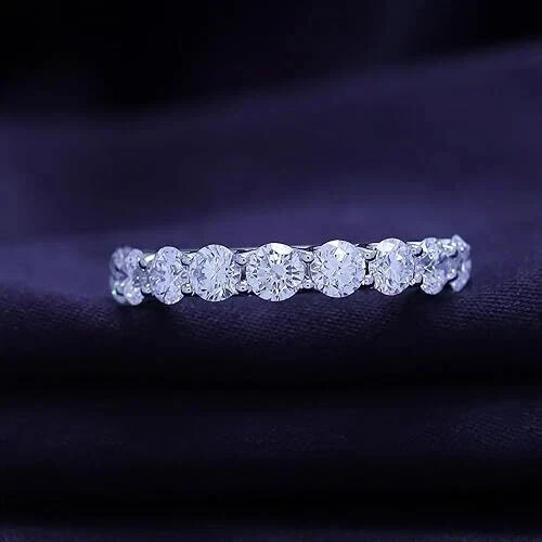 0.50 Ct Round Cut Lab Grown Diamond Wedding Band Stacking Ring 14k White Gold - Image 4 of 4