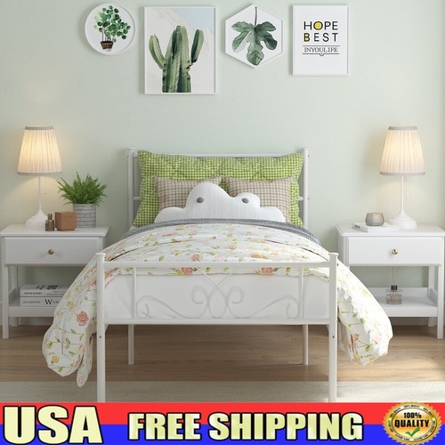 Twin Metal Platform Bed Frame W/ Headboard Under-bed Storage Easy Assembly New