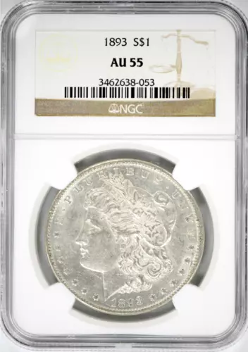 1893 Morgan Silver Dollar NGC AU55