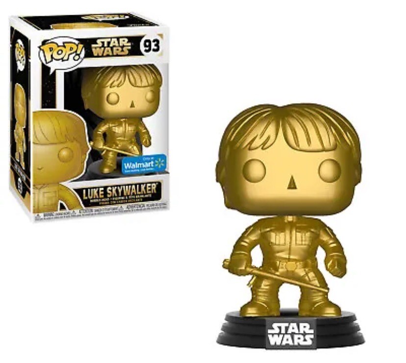 Funko Pop Luke Skywalker 93 Gold Star Wars Bobble-Head Walmart Collectible New