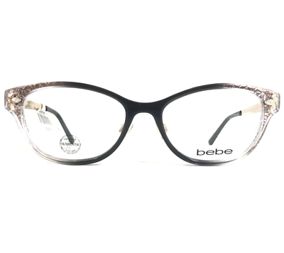 Bebe Eyeglasses Frames BB5168 001 Black Gold Clear Crystals  display picture 1
