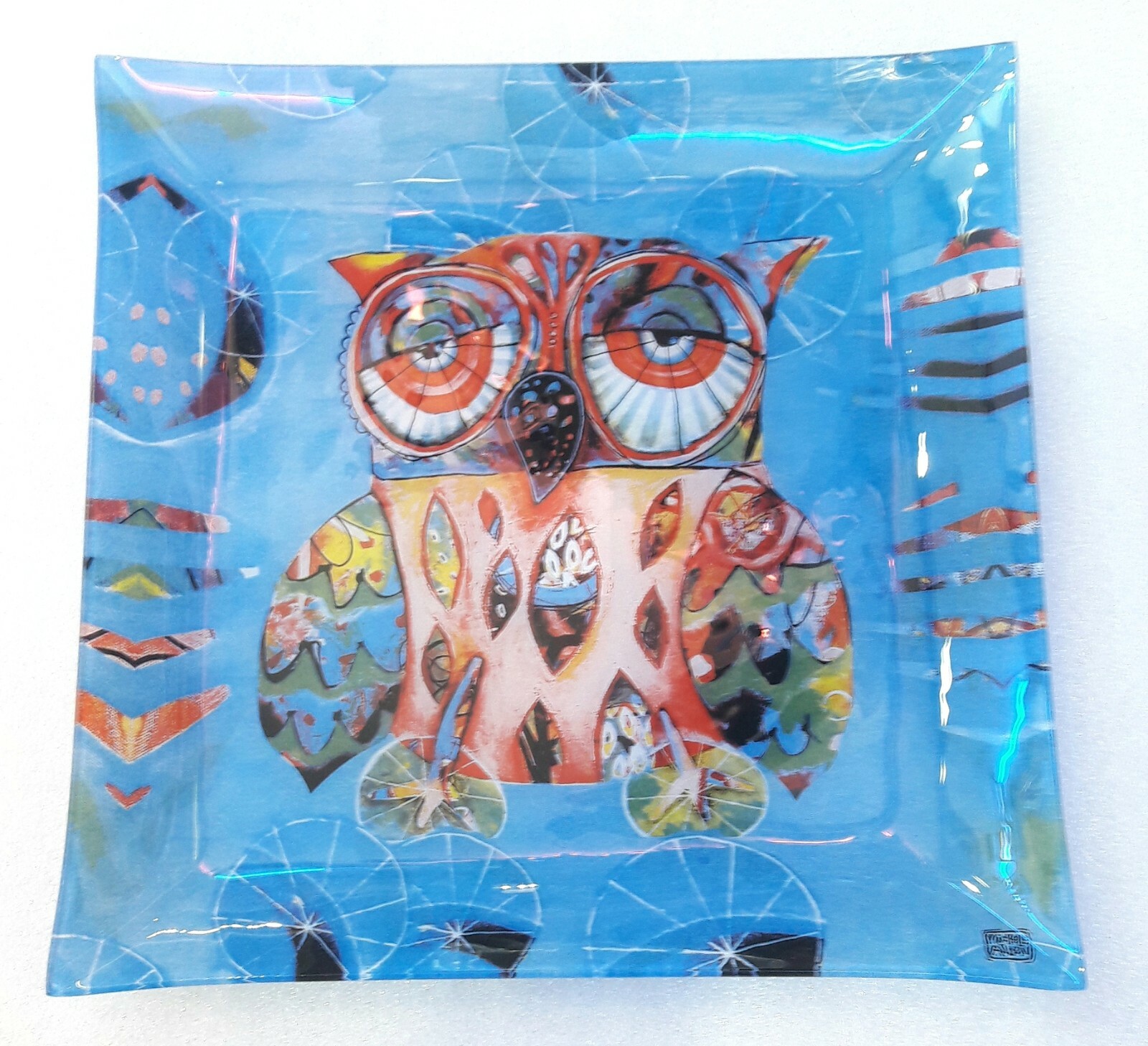 Assiette en verre hibou collection Allen chat transparent 20cm