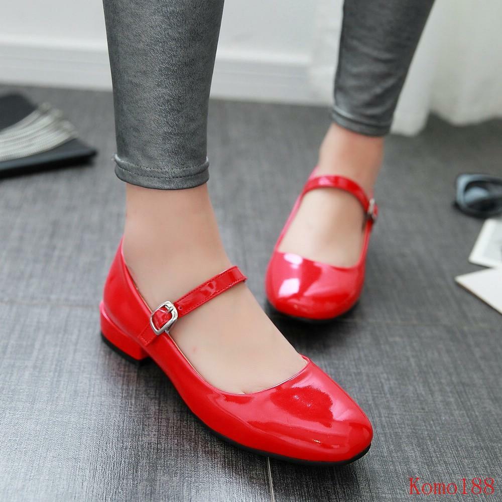 Wedding Shoes Pump Shoes Red Party Shoes Low Heel Cute Womens Shiny Patent  Leather Round Toe Low Heel Pumps Party