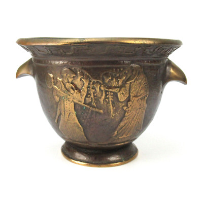 Dekoratives Bronze Gefäß Pflanzgefäß Blumentopf Vintage Cachepot Antikisiert