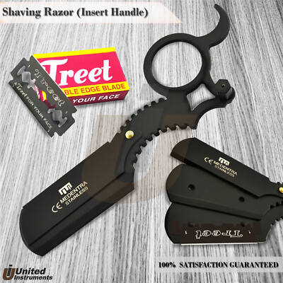 Finger Insert Handle Barber Shaving Razor Edge Cut Throat Beard Shavette Rasoi