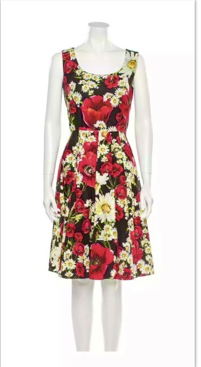 NWT 4 2016 DOLCE & GABBANA POPPY 42 44 6 8 M S D G Midi NWT 4 2016 DOLCE & GABBANA POPPY 42 44 6 8 M S D G Midi