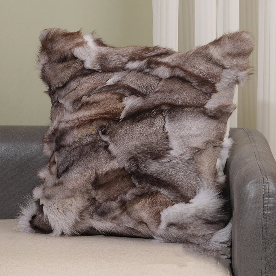 Funda de cojín de piel de zorro 100 % real funda de almohada hecha a medida Foto 2 de 4