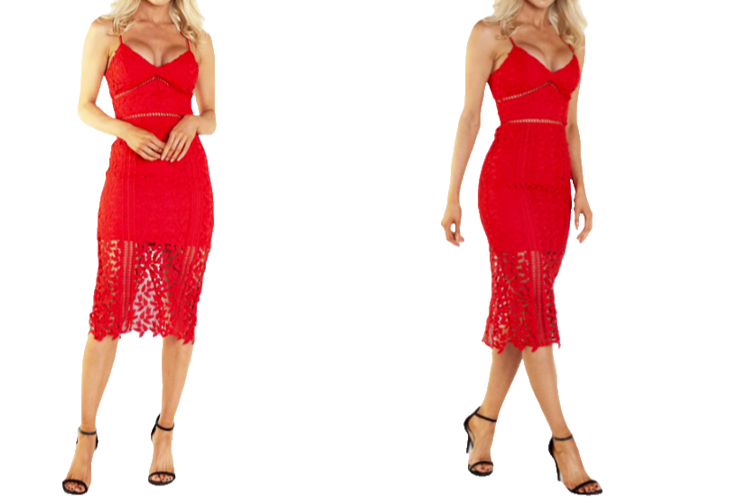 Bardot Roxy Lace Dress in color lipstick size 6/small